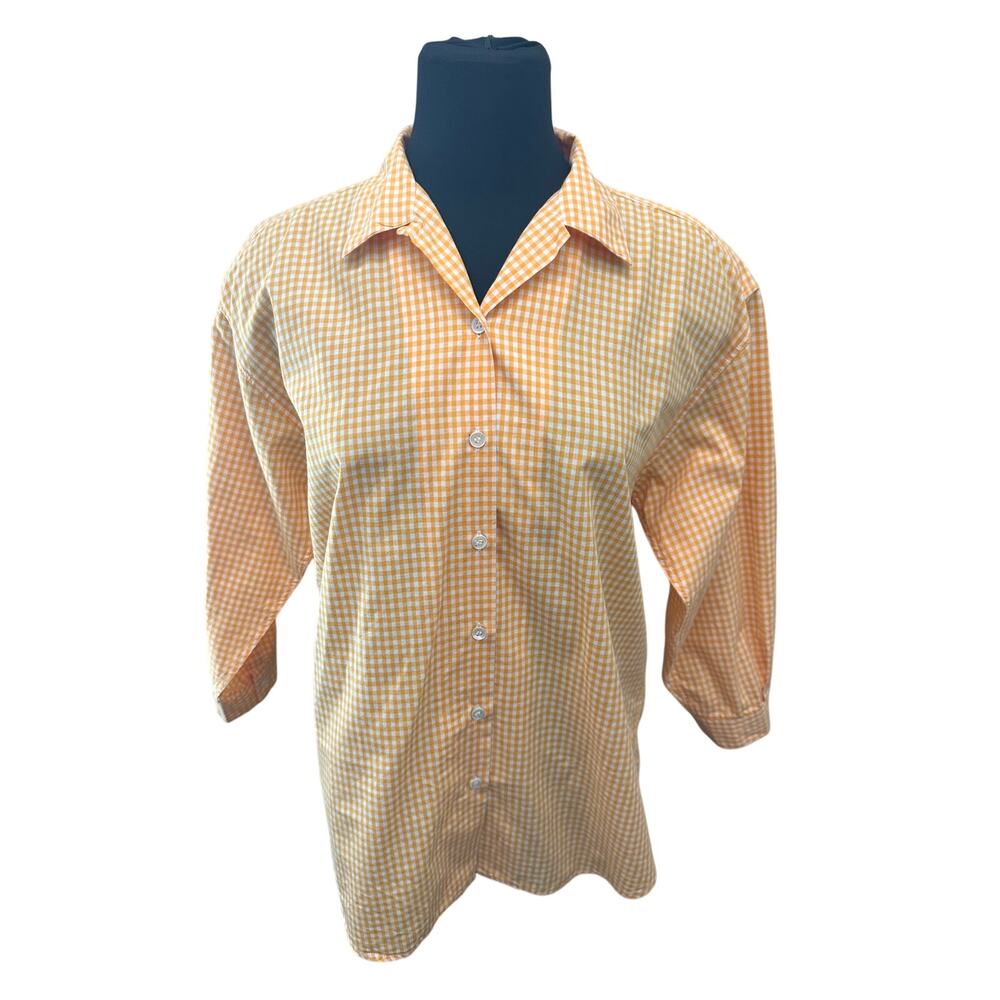 Gap | Yellow Gingham Check Button Down Shirt 100%… - image 2